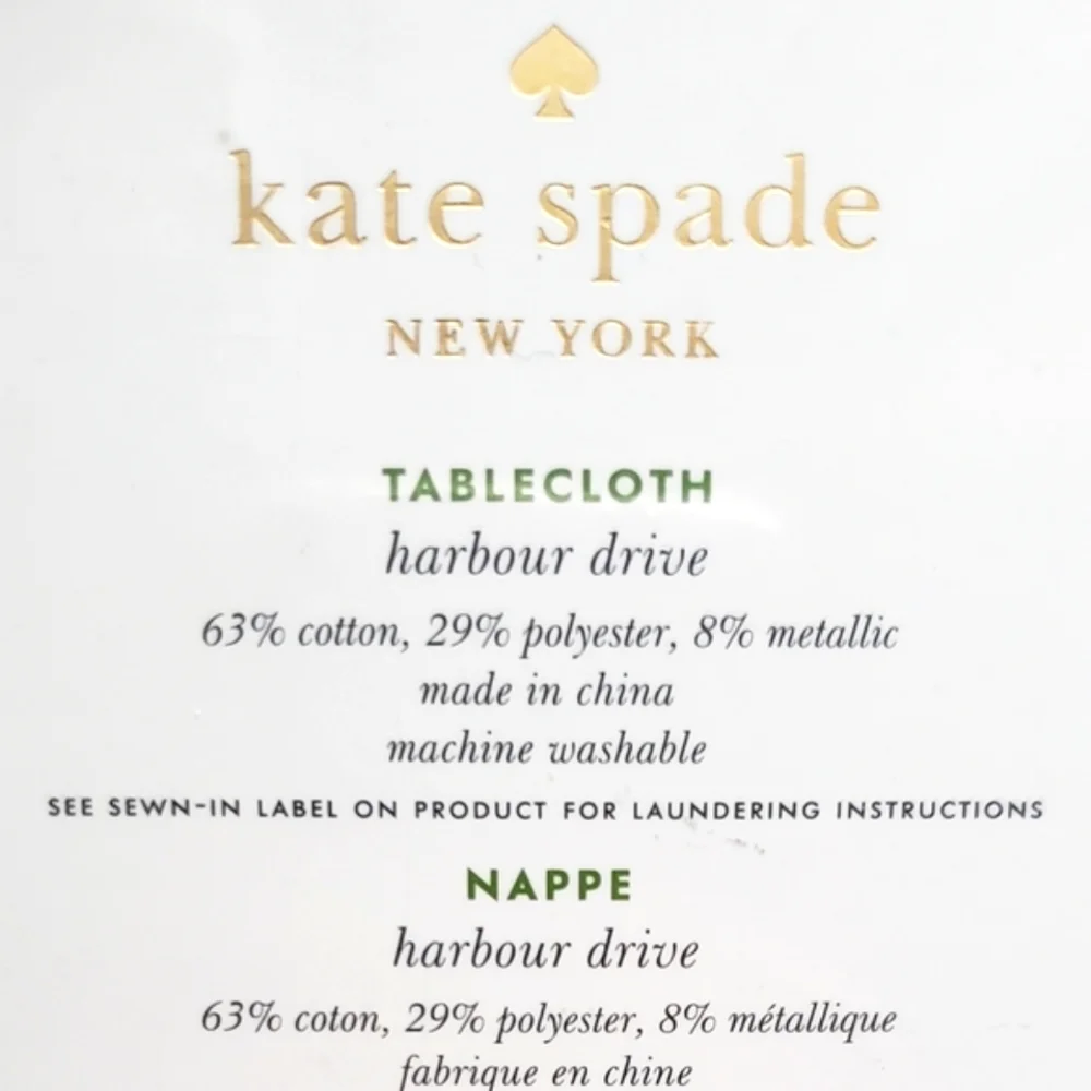 kate spade New York Harbour Drive Tablecloth in Gold Stripe NWT
